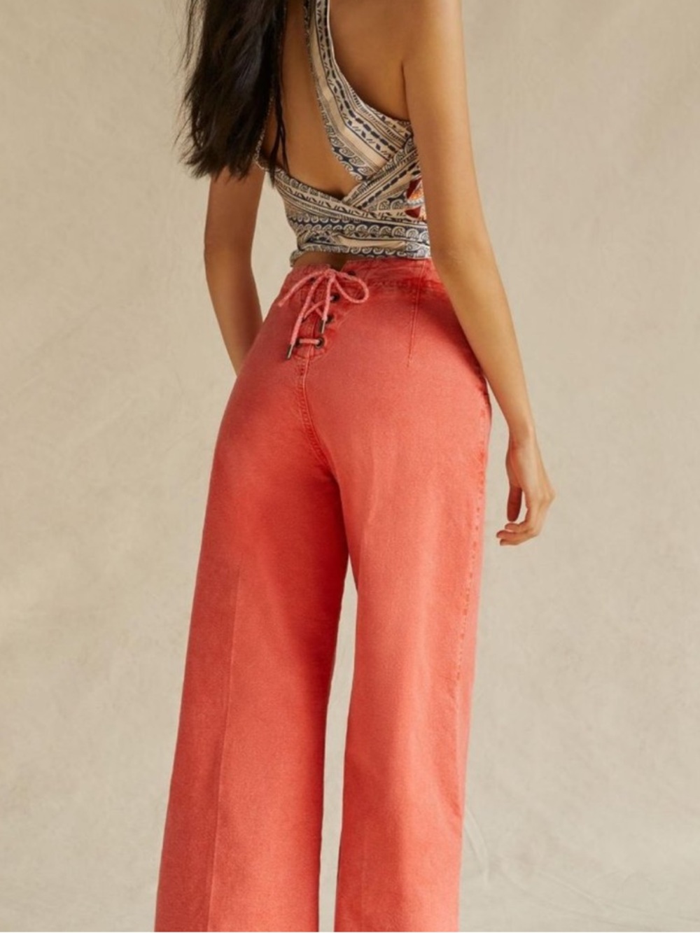 PILCRO by ANTHROPOLOGIE Sailor Wide Leg Pants in Coral - Picture 2 of 9